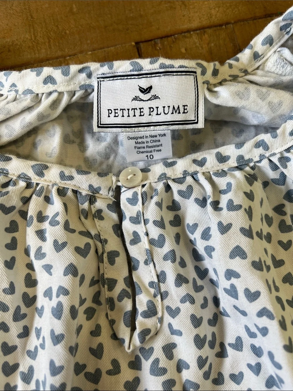 Petite plume blue heart long sleeve nightgown girls 10
